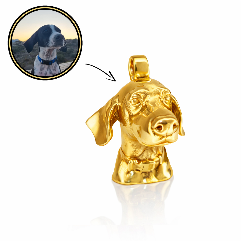 Bespoke Pet Portrait Pendant – Solid 9ct/14ct/18ct Gold