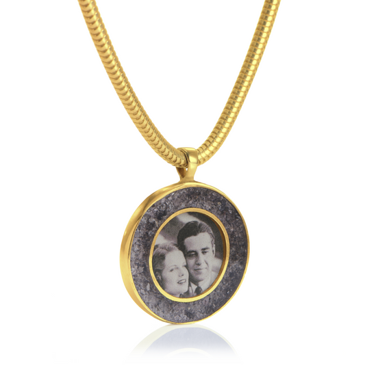 Bespoke Memorial Pendant with Ashes & Photograph – Solid 9ct/14ct/18ct Gold